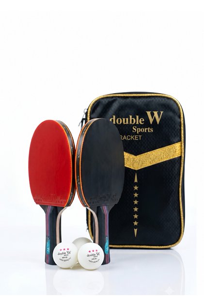 Double W Profesyonel Masa Tenisi Raket Seti 2 Raket 3 Top Taşıma Çantalı