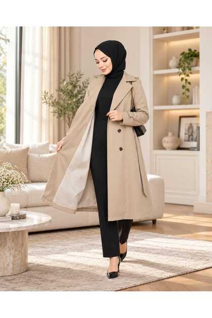 جاكيت نسائي مبطن بمقاسات كبيرة، مزود بحزام بأزرار، مناسب للمواسم المختلفة، مناسب للموسم الجديد.