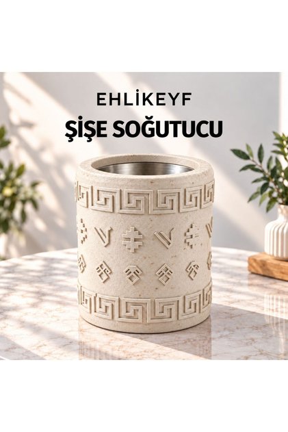 Ehlikeyf Bottle Cooler, Thermogel Cooler, Wine, Raki, Whiskey Cooler - Marble Color