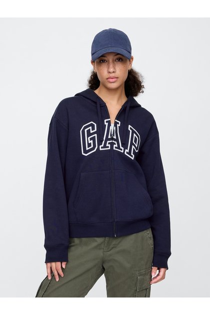 Kadın Lacivert Logo Fleece Fermuarlı Sweatshirt