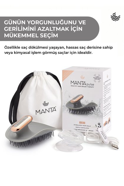 Pulse Titreşimli Saç Derisi Masaj Fırçası Grey Rose Gold