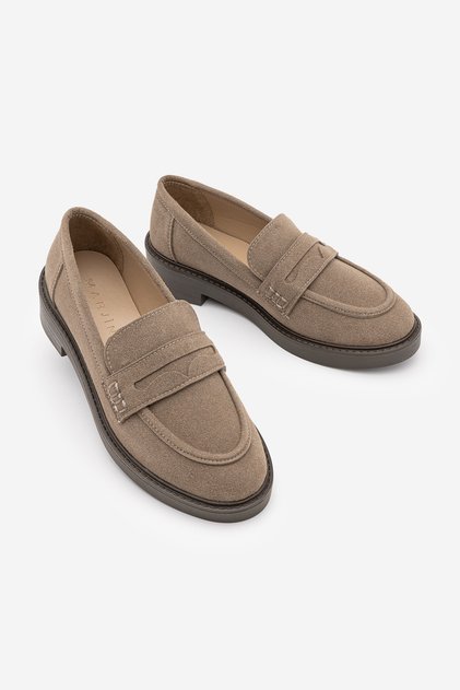 Kadın Loafer Günlük Klasik Ayakkabı Casual Makosen Fonle Koyu Vizon Süet