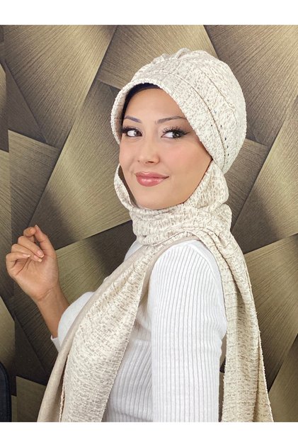 Tesettür Silver Crystal Stone Headband Hat