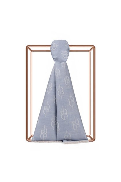 Monogram Yün İpek Şal 09326-Bebe Mavisi