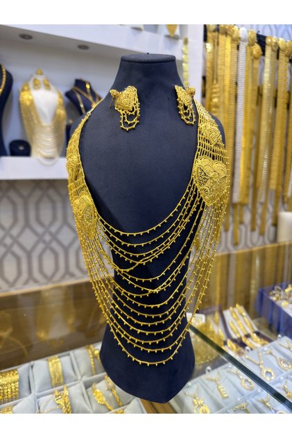 22K ALTIN KAPLAMA KATLI HİNT SET