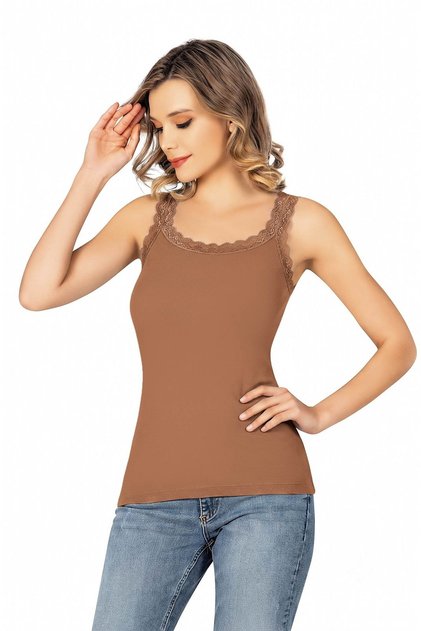 3 Pieces of Lycra Jacquard Women's Lace Strap Undershirt 92% Cotton 8% Lycra