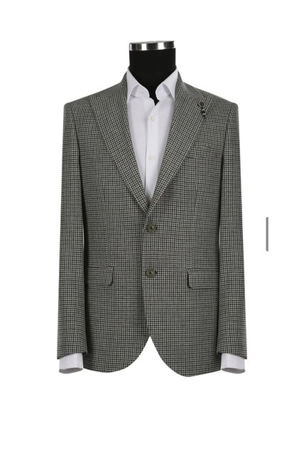 Erkek Kazayağı Desenli Klasik / Smart-Casual Ceket