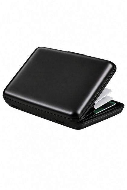 Travel Card Holder - Aluminum Card Holder - Card Holder with Cover - Business Card Holder with Cover - Card Organizer - Credit Card Protector - Credit Card Holder (Black)