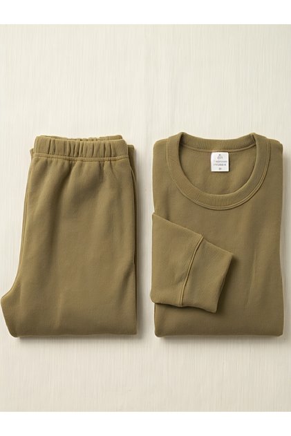 Unisex Termal İçlik Takımı Siyah Ve Haki Renk Üst Ve Alt Esnek Rahat İç Giyim