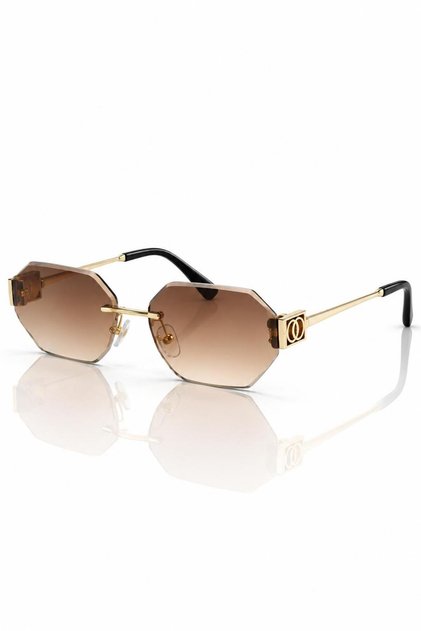 Premium Gold Edition Kadın Güneş Gözlüğü – Özel Tasarım Geometrik Kesim, Degrade Cam, Altın Renk Metal Çerçeve ve Lüks Aksesuar Detaylı Şık Model