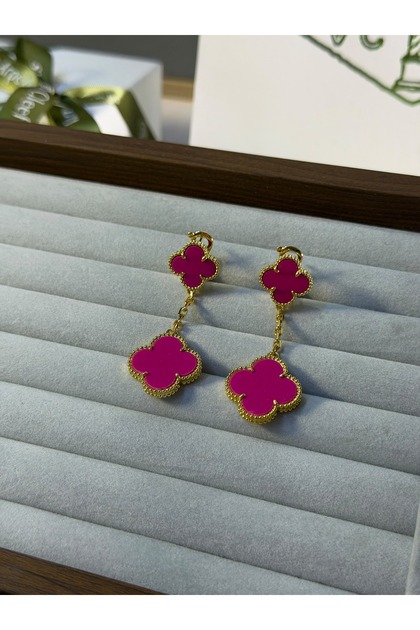 Pink Clover Rose Earring - Master Quality Including Brand Accessories