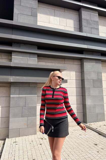 Striped Detail Wool Blend Knitwear