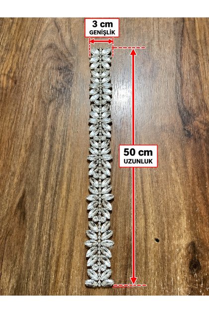 Işıltılı Kristal Taş İşlemeli Abiye ve Gelin Kemeri Şerit - El Yapımı Özel Tasarım 50 cm uzunluk