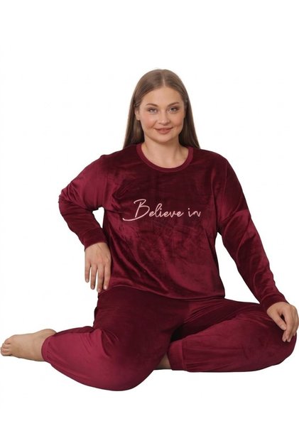 MISS MARAM Kadın Büyük Beden Kadife Kışlık Pijama Takımı