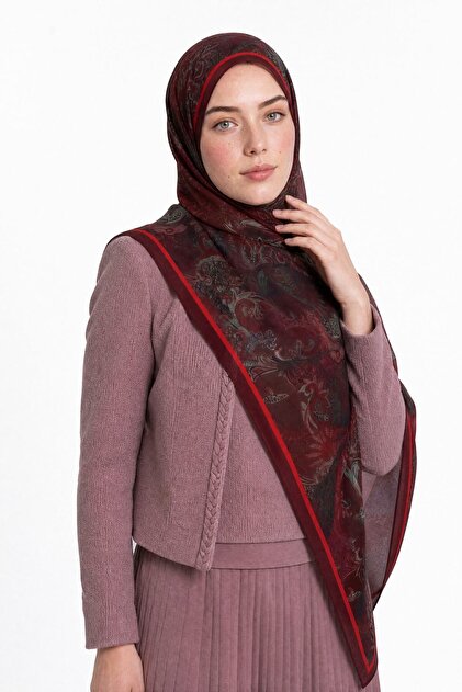 Cerise Desen Hebei İpek Şal