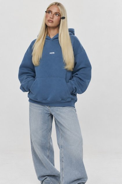 Women's Oversize Hoodie Amore Printed Marine – Hooded, Kangaroo Pocket, 3-Thread Ribbed Fleece