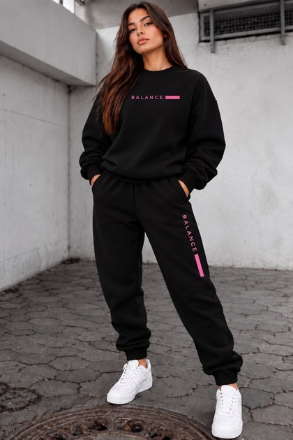 Hanorac și pantaloni de trening unisex, imprimat, Pink Balance, Oversize Premium