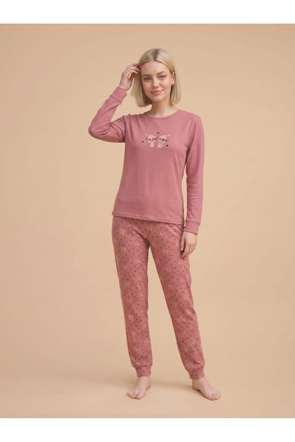 Fawn 6000 Interlock Bow Patterned Winter Home Women's Pajama Set
