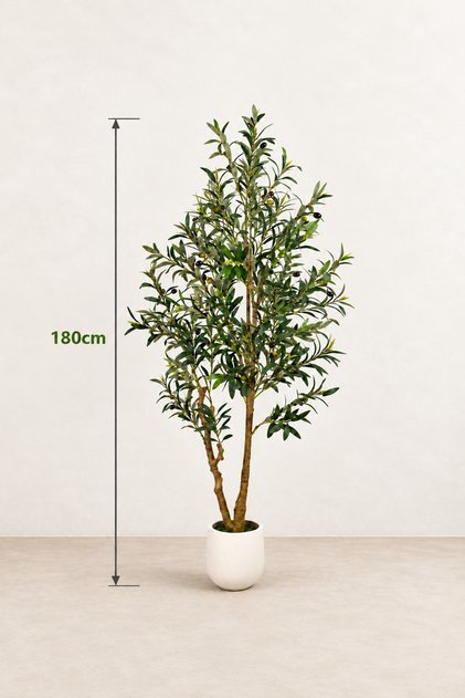 180cm Faux Olive Tree, Tall Artificial Plant with Realistic Olive Branches and Fruits, Large Fake Olive Tree for Living Room, Home Office & Modern Indoor Decor, Housewarming Gift