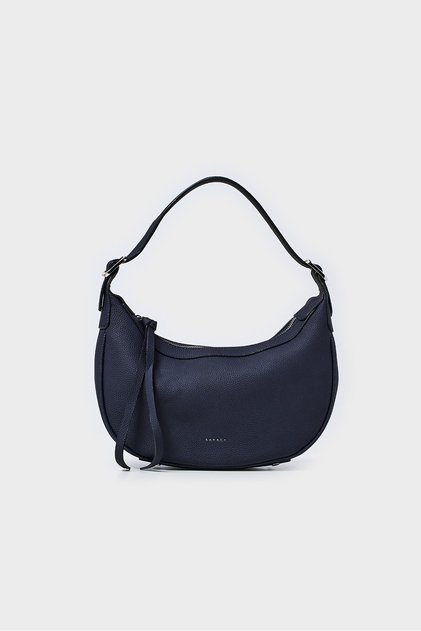 Baguete Shoulder Bag with Buckle - Dark Blue