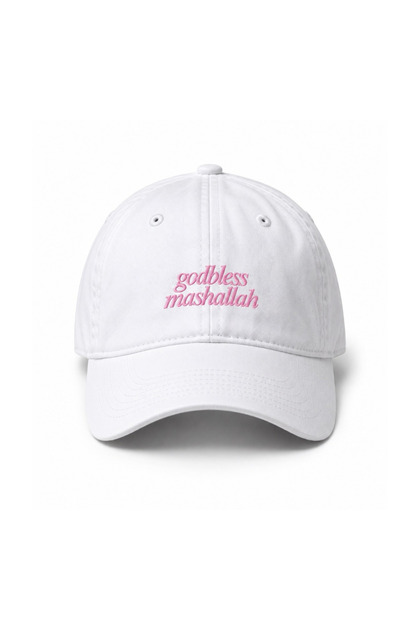 Godbless Mashallah Embroidered Washable Cotton Hat - Godbless Mashallah Embroidered Daily Adjustable Cotton Cap