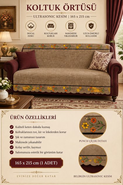 Çok Amaçlı Kadife Koltuk Örtüsü Kaymaz Süngerli 165x215 cm Modern Bohem Çekyat Şalı Piknik Masa Örtüsü