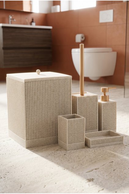 JHN-09343 Bej Laduree Collection 5'Li Banyo Set