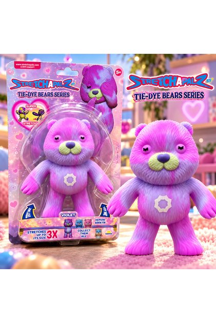 Stretchapalz Tie-Dye Bears Violet Süper Esnek Pembe Mor Ayıcık Figür