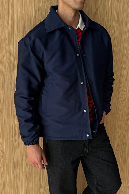 Kato Waterproof Basic Oversize Snap Fastener Men's Slim Coat