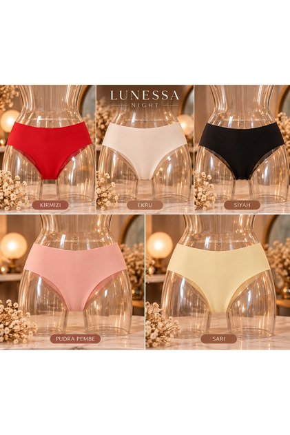 Women's 5-Piece Set Laser Cut Non-Marking Normal Waist Slip Panties