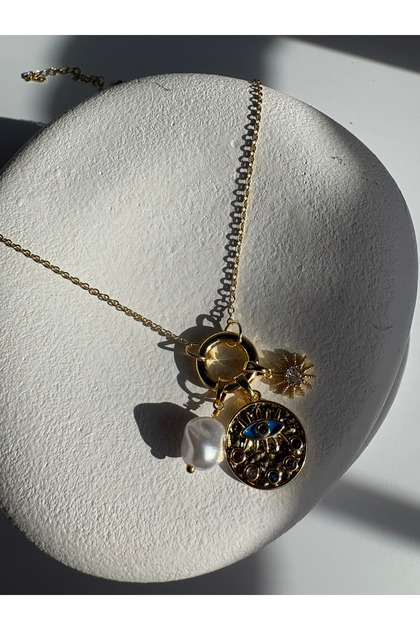 Gold Color Charm Necklace (45 cm)