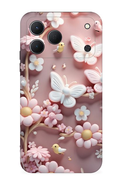 Spark 50 4G Kılıf Boutique Baskılı Resimli Pembe Kelebekler Pcode -088