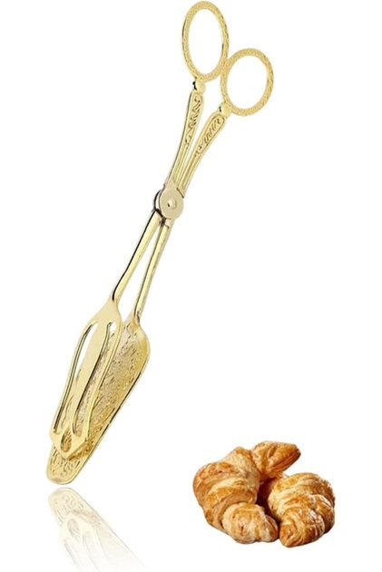 ® ملقط سلطة ذهبي - ملقط تقديم أنيق للبوفيهات والمطبخ لتقديم الكيك والخبز وخدمات الحفلات
