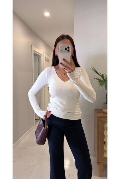 V-Neck Cashmere Knitwear Bodysuit
