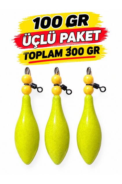 100 gram kaplamalı surf casting olta kurşunu fırdöndülü model üçlü paket toplam 300 gram