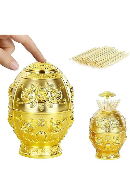 Toothpick Holder,Portable Retractable Toothpick Container Vintage European Style Egg Shaped