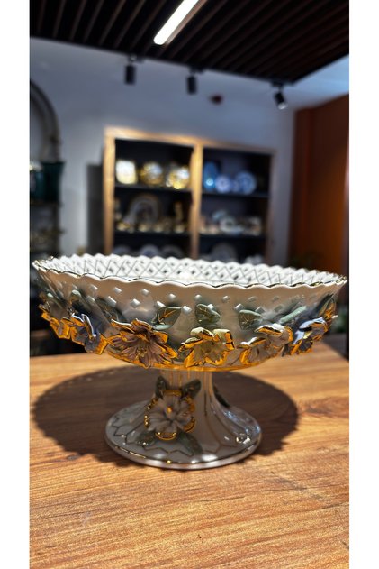 Capodimonte Porselen Ayaklı Gondol Gold Yaldızlı Şekerlik