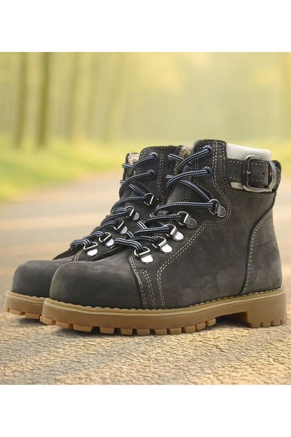 Rakerplus Griffon 8028-Gr Gray 100% Genuine Leather Zippered Baby Boy Kids Boots