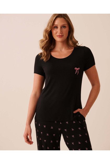 Bow Print Soft Jersey Short Sleeve T-shirt