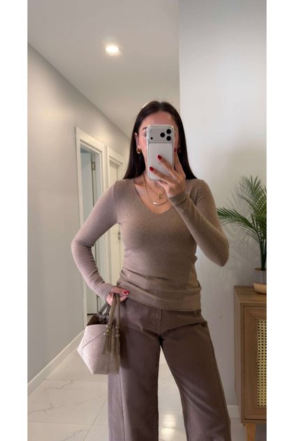 V-Neck Cashmere Knitwear Bodysuit