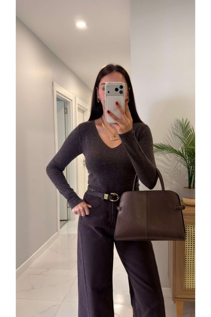 V-Neck Cashmere Knitwear Bodysuit