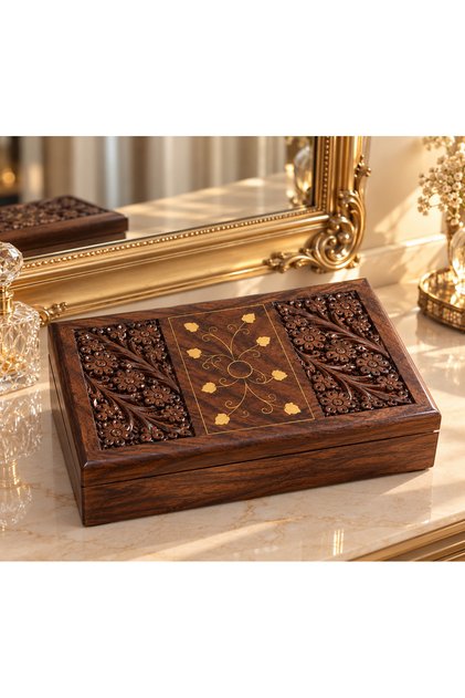 Stylish Handcrafted Multi-Purpose Fir Wood Decorative Jewelry Box