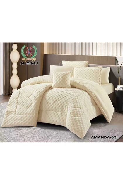 Luxury Winter Rabbit Fur Comforter Set - 7 Pieces King Size