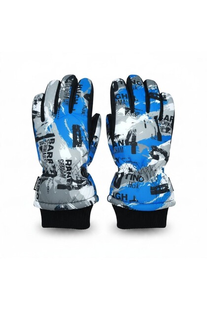 Boys' Ski Gloves Young Waiter Size (9-14 Years) Snow Gloves | Thick Plush Fur Inside | Non-Slip Palm Graphic Gloves