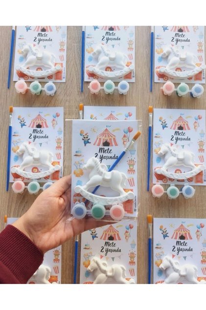 Kişiye Özel Çocuk Doğum Günü Dağıtmalık Hediyelik - Lunapark Temalı Figur Boyama Kiti & Etkinlik Seti (10 Adet)