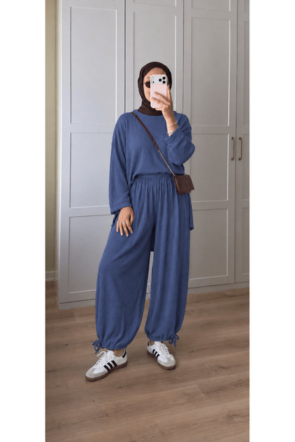 Double Suit with Elastic Cuffs - Hpm - Navy Blue