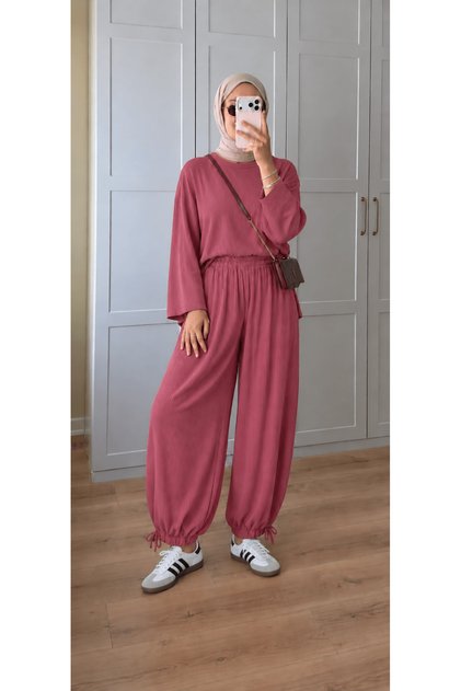 Double Suit with Elastic Cuffs - Hpm - Dusty Rose