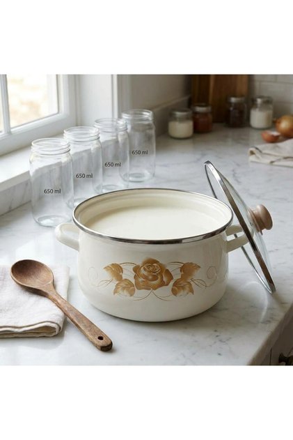 Flowering Enamel Pot Yogurt Sauce Pot