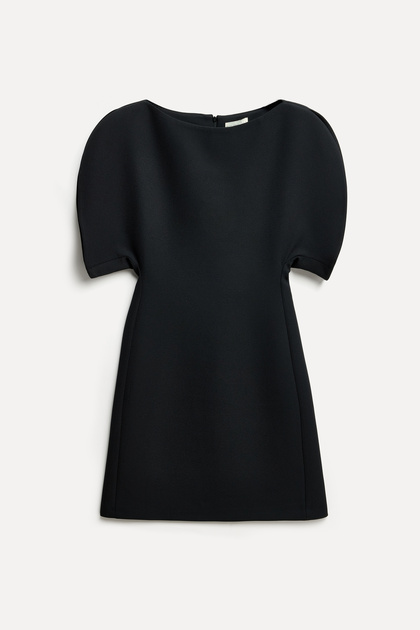 Women's Black Balloon Sleeve A-Form Mini Dress