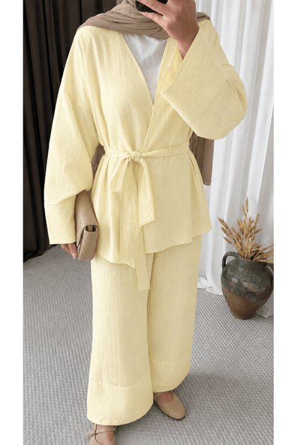 Monaco Pinstripe Trouser Suit - Yellow